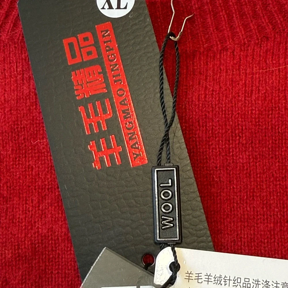 Red Crew Neck 100% WOOL Sweater. XL - Picture 5 of 6